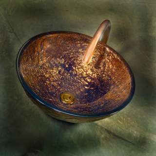 Oceana 17 Glass Vessel Bathroom Sink   Cobalt Copper   Made in USA 
