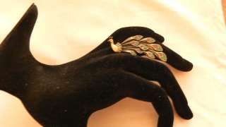 Vintage Gold Peacock Long Ring RARE Art Deco Retro GIFT  
