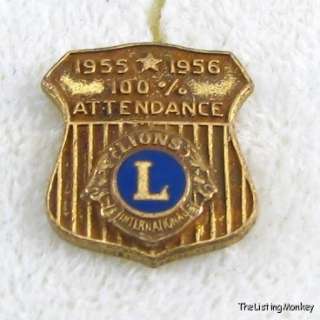 LIONS CLUB INTERNATIONAL   Attendance Award 1955 56 PIN  