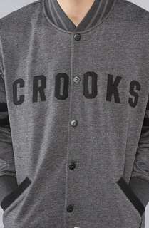 Crooks and Castles The Barbwired BBall Jacket in Black Speckle 