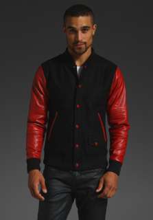 JOYRICH Duo Colored Varsity Jacket in Black/Red  