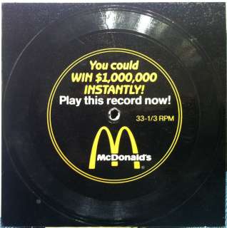 MCDONALDS you could win 7 VG RARE PAPER SINGLE Vinyl 1988 Record 