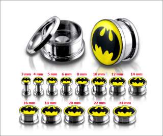Body Jewelry 10Pcs. Steel Batman Logo Tunnel Earplugs  