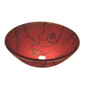 Pegasus Above Counter Round Tempered Glass Vessel Sink in Red Spiral 