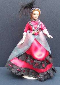 Victorian Lady In A Red Dress Doll House Miniature O  