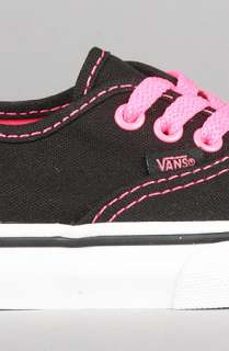 Vans Footwear The Toddler Authentic Sneaker in Black and Neon Pink 