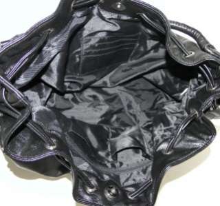 DIVIDED SPARROW BLACK FAUX LEATHER PVC LARGE SHOPPER HOBO BAG  