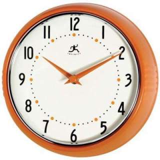   in. Orange Retro Round Metal Wall Clock 10940 ORANGE 