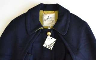 Milly Sienna Belted Cape US 10 NWT Midnight Spanish Wool Jacket Coat 