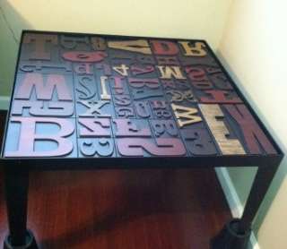 Crate & Barrel Alpha Coffee Table with Numbers and Letters Carved 