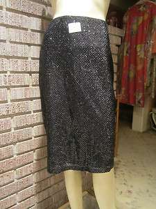 Womens NWOT R2R Black Sequin Straight Lined Skirt Sz 10  