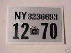 1970 new york license plate registration stickers