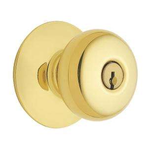 Schlage Plymouth Keyed Entry Knob with Flair Interior Lever (Bright 