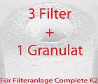 3x Filterkartusch​en + 1 Granulat Wasserfilter für K2