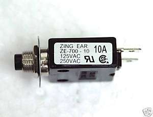 pcs 10A Circuit Breaker ZE 700 10 125/250VAC ZING EAR  