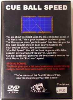   Speed DVD   Cue Ball Speed and Position Made Easier by The Monk  