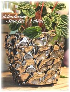 Übertopf silber Metall Blumentopf Vase antik Vintage Landhaus 