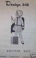 Vintage Knitting Pattern Sweet tots Knitted Suit Girls  