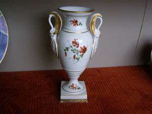 Limoges France Decor Main Vase Swan Handles 13 1/4 inch  