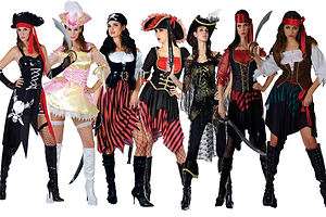 Pirate Lady Fancy Dress Ladies Pirates Wench Costume 7 Styles UK Sizes 