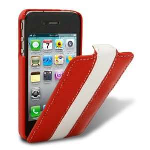MELKCO Flip Case Tasche Echt Leder für iPhone 4 Rot  