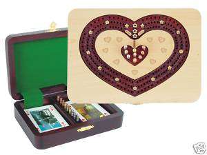 Wooden Continuous Cribbage Board Heart Shape Maple  