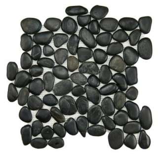   Black 12 in. x 12 in. Natural Stone Mosaic Floor and Wall Tile