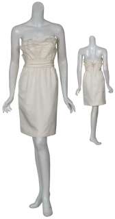 AMSALE Ivory Silk Taffeta Structured Ruffle Dress 6 NEW  