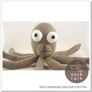 Handmade Sock Monkey Octopus Paul Stuffed Animal Doll  