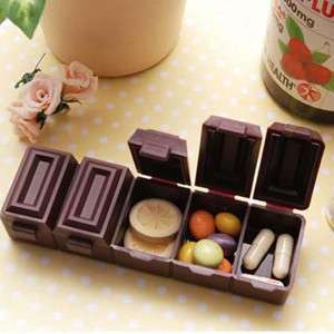 1x Pill MediPlanner Organizer Case Chocolate Store Box Storage  