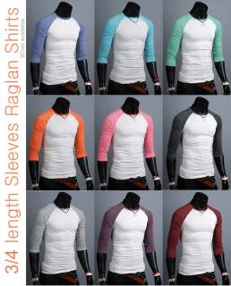New unisex womens 3/4 sleeve mens raglan Casual shirts for men raglan 