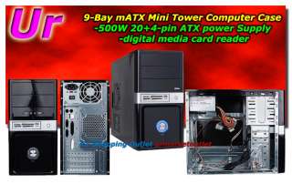 Black Micro ATX Tower PC Desktop Tower Case 500W PSU  