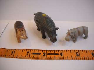 16 small rubber plastic animals hippo rhino parrot  