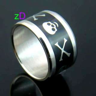  11 Skull Design Wide Black Stainless 316L Steel Ring Fashion Jewelry