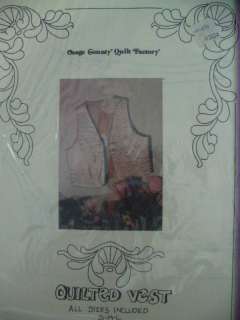 QUILTED VEST PATTERN Osage County NEW  