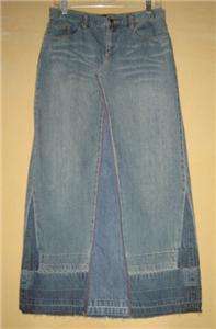 EXPRESS Jeans DENIM Deconstructed Bohemian MAXI Jeans SKIRT Boho S 5 6 
