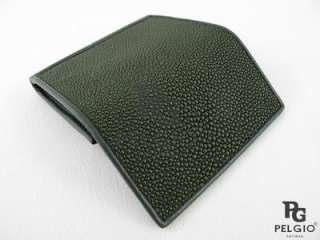 PELGIO New Genuine Stingray Skin Leather Coin Purse Wallet Green Free 