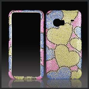  Green Blue Hearts on Pink Cristalina crystal bling case 