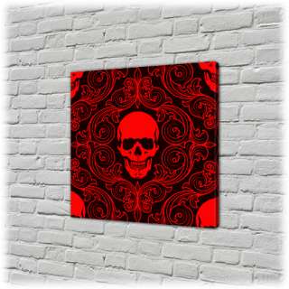   Tableau Canvas Déco Rouge Noir Tete de Mort 30x30cm