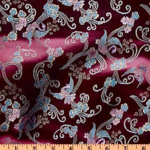  44 Wide Chinese Brocade Swan Song Cranberry Fabric By 