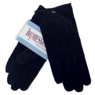 Womens Black Suede Isotoner Impressions Gloves  