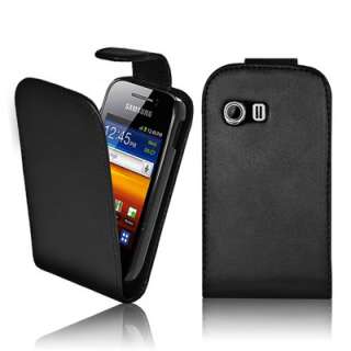 BLACK LEATHER FLIP CASE COVER POUCH FOR SAMSUNG GALAXY Y S5360  