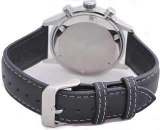   Mens Chronograph Watch SSB003P2 Black Leather Strap Silver Face Watch