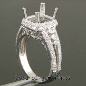   Solid 14K White Gold Pave .68CT Diamond Semi Mount Ring 5.05g  