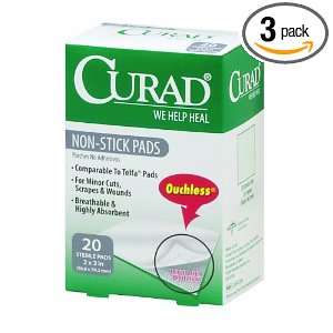  Curad Non Stick Pads, 2 Inches X 3 Inches, 20 Count (Pack 