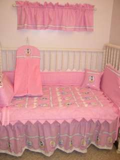 Crib Bedding Set made/w Disney Princess fabric w Prairie Points