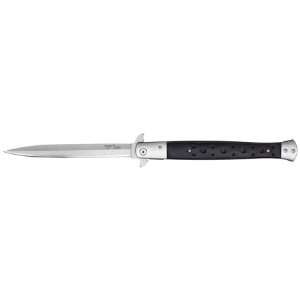 6.5 Stiletto Style Spring Loaded Folding Knife   Black 