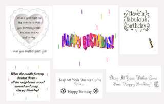 Pack of 18 BIRTHDAY Card Inserts  to fit A6 cards  