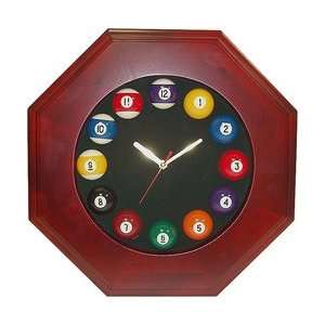 Octagonal Wood Billiards Quartz Clock 