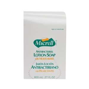 Gojo Micrell Antibacterial Lotion Soap, Amber, 800 ml Refill, Six 